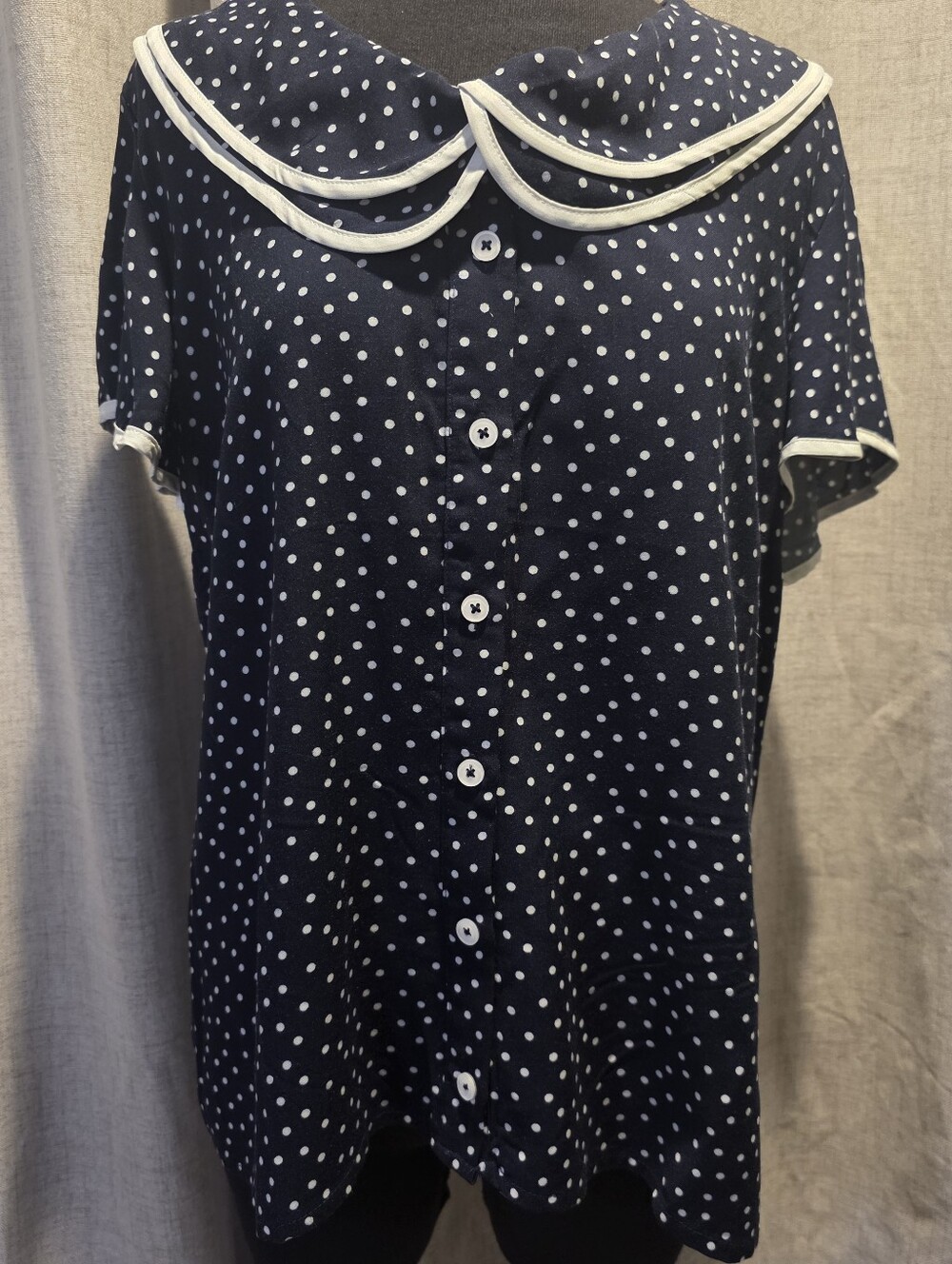ModCloth Polka Dot Sailor Collar Top